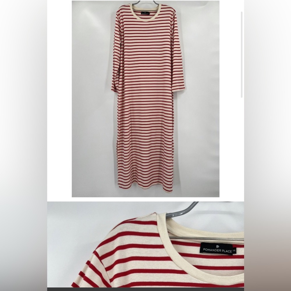 Pomander Place by Tuckernuck Gio Maxi T-Shirt Dress XXL Red Stripe Long Sleeve